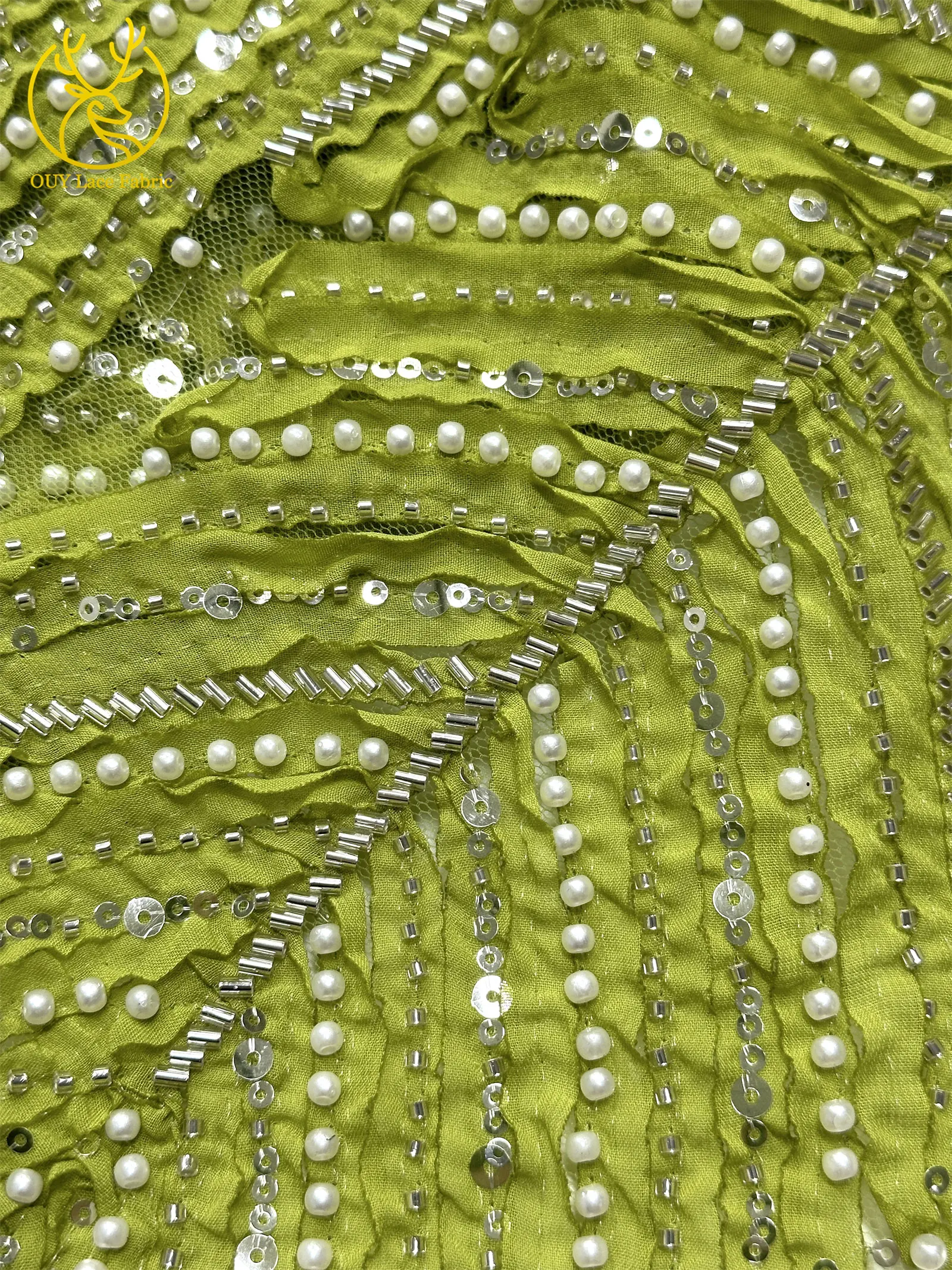 3D Mode Nigerianischer Mesh-Tüll-Spitzenstoff 2026 Französischer Handgefertigter Perlen-Pailletten-Spitzenstoff für Damen Party Hochzeitskleid Nähen – Detail 10