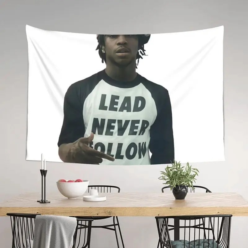 VIKAMA Hip Hop Tapestry Rapper in Lead Never Follow Tee Streetwear Urban Wall Hanging for Bedroom Dorm Room Wall Art Decor