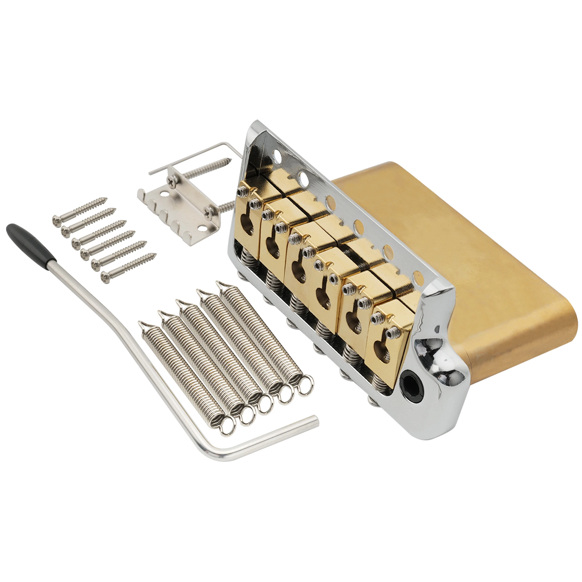 Musiclily Ultra 52.5mm(2-1/16 inch) Full Solid Brass 6-Screw PRS Style Knife Edge Tremolo Bridge for ST Style Electric Guitar