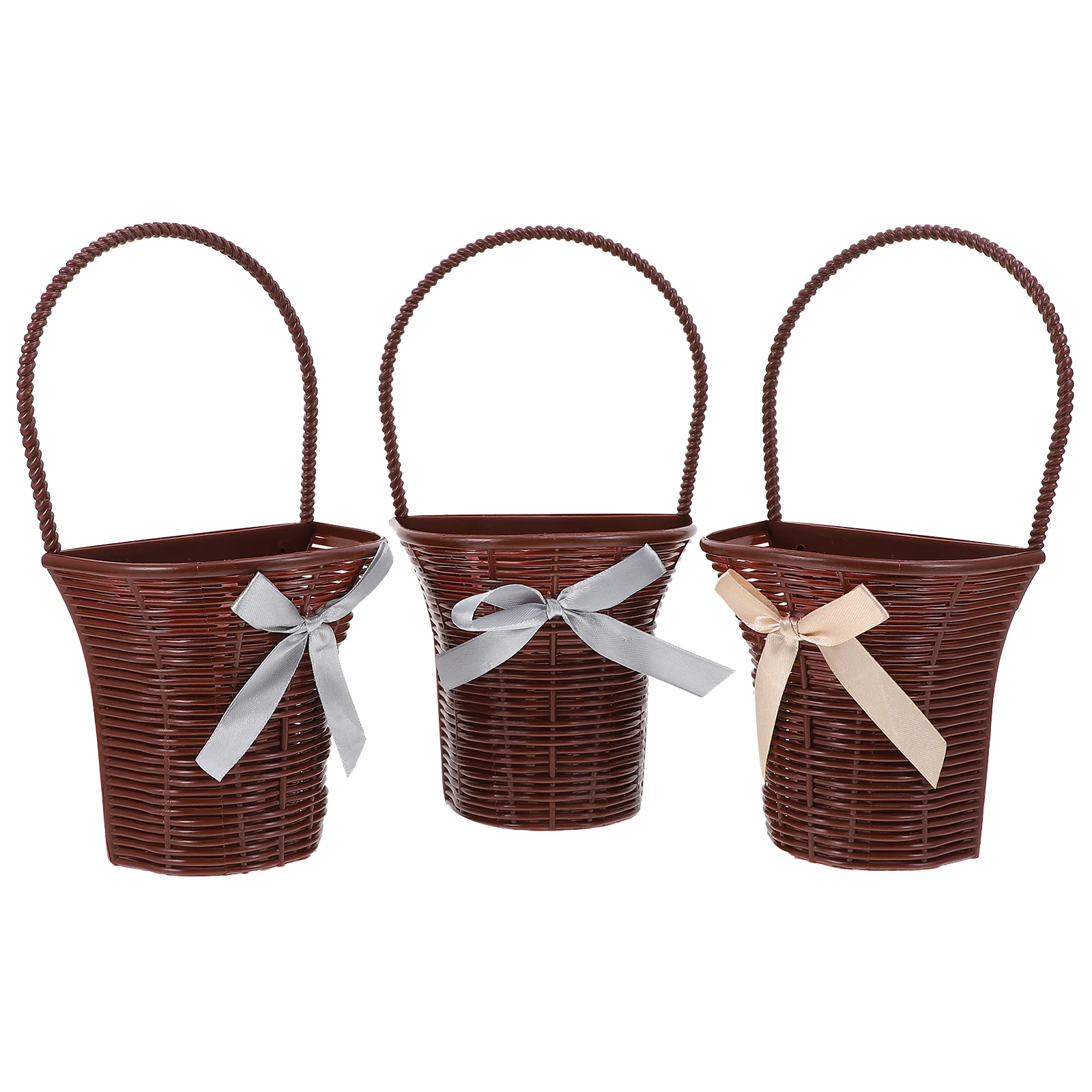 

3 Wall Baskets Imitation Rattan Planters Wall Hanging Flower Baskets Decoration Decorative Storage Shelf Gifts