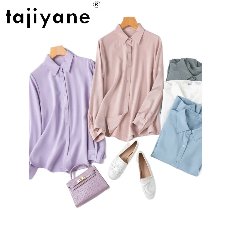 

TAJIYANE 26MM 93% Mulberry Silk Shirt Woman Elegant Solid Color Blouse Premium Ladies Tops New Spring Clothes Women 2026 рубашка