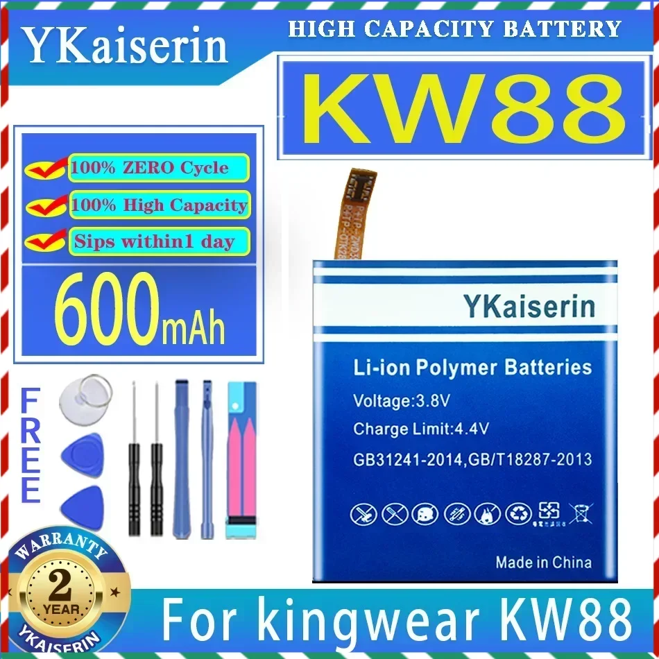 

YKaiserin 600mAh Replacement Battery For kingwear Smart Watch KW88 Pro Bateria