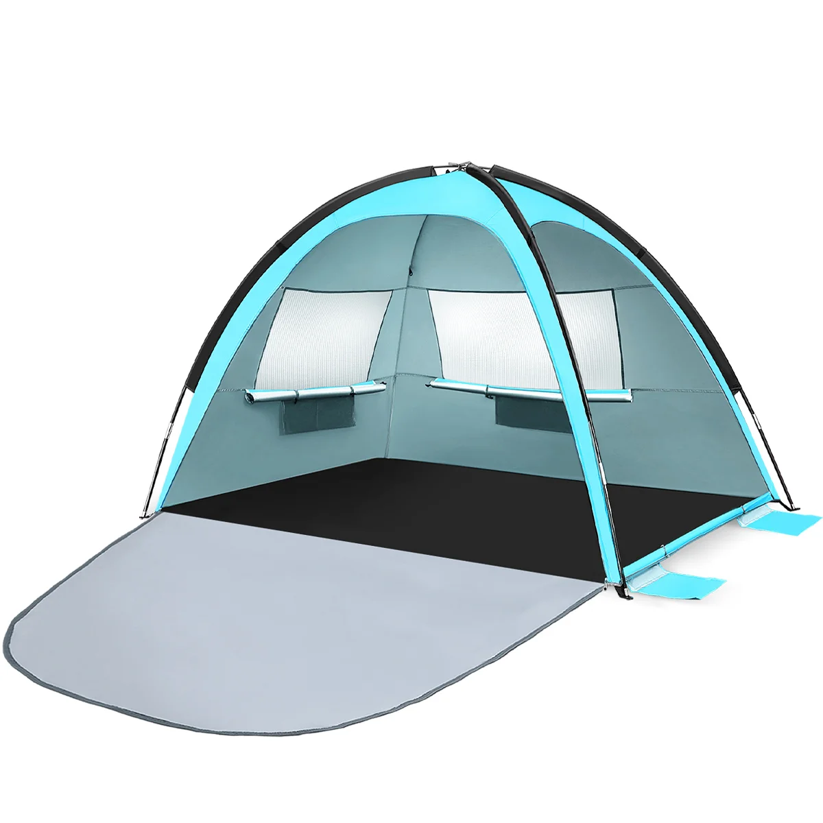 

MOVTOTOP Folding Beach Tent Portable Family Tents Sun Shelter for Hiking Camping Vacation (Light Blue)