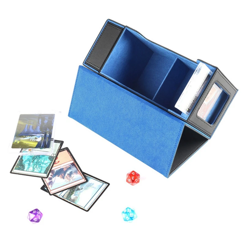 Card Deck Box With Display Window,Card Deck Case With Dice Tray Card Storage Box 35Pt Magnetic Card Holder