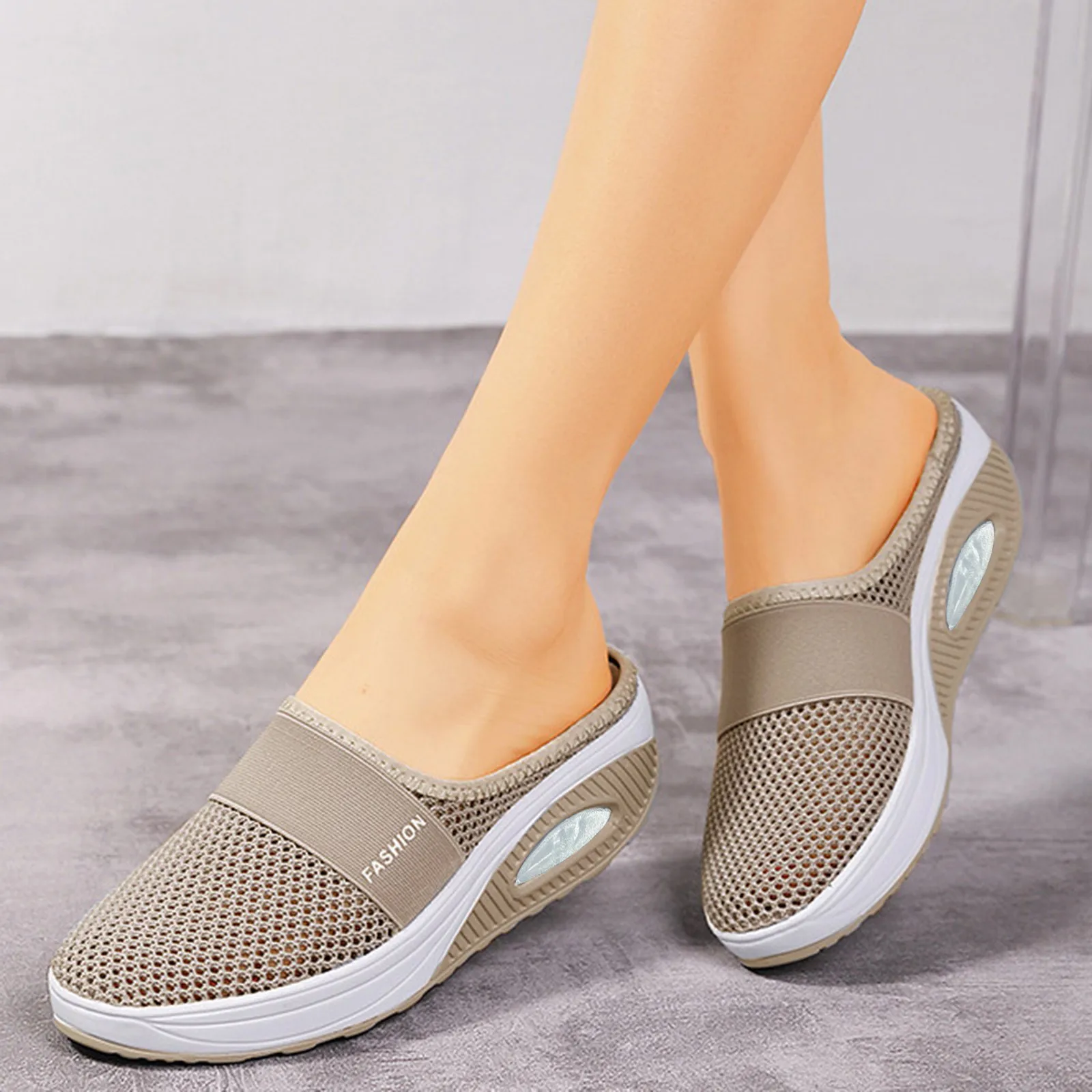 Air Cushion Slip-On Women Walking Shoes Orthopedic Diabetic Ladies Platform Mules Mesh Lightweight Slippers Wedge Female Sneaker