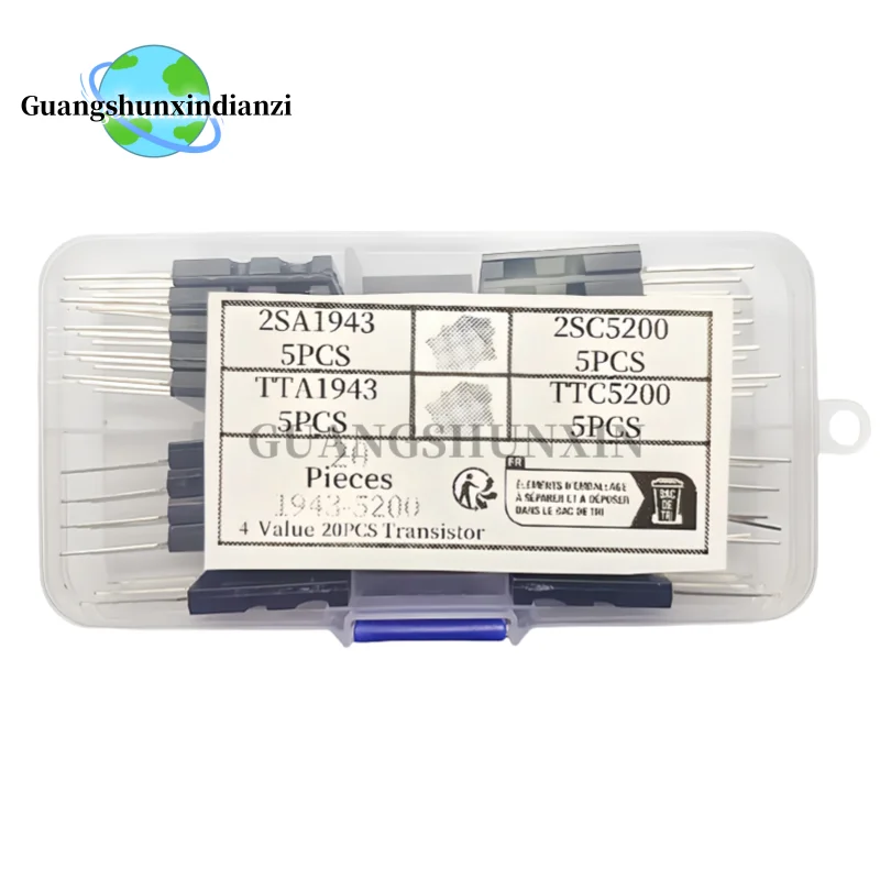 20 piezas 4 valores 2SA1943 2SC5200 TTA1943 TTC5200 TO-264 A1943 C5200 A1943 C5200 transistor de emparejamiento de alta potencia en Stock