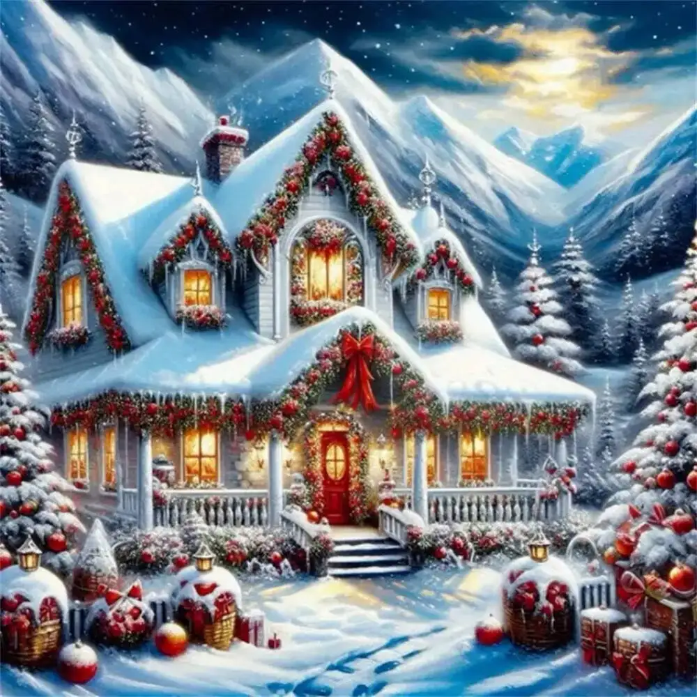 Diamant Malerei Haus Landschaft DIY Geeignet für Anfänger Neue Ankunft Winter Diamant Mosaik Baum Weihnachtsgeschenke