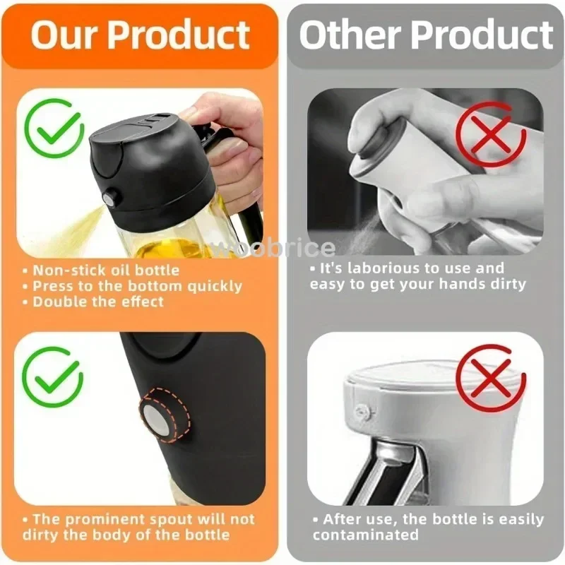 2in1 500ml Glass Oil Sprayer Oil Spray Bottle Oil Tank BBQ Kitchen Baking BBQ Picnic Kitchen Tools for Businesses image 5
