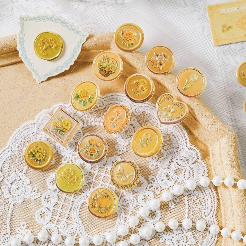 

Pack of 90 Epoxy Flower Sealing Sticker with Strong Stickiness for Stationery