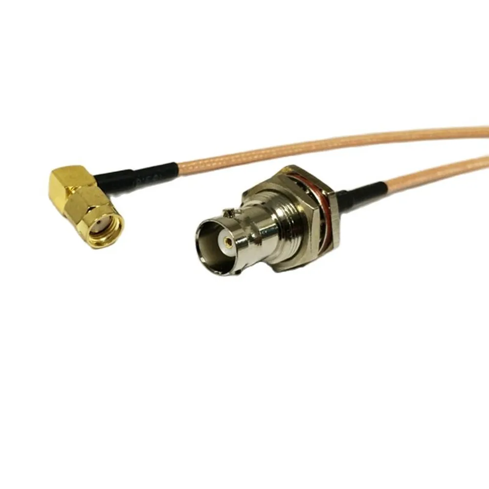 1PC New RP-SMA Male Plug Right Angle 90-Fegree to BNC Female Bulkhead Coax Cable RG316 Wholesale Fast Ship 15CM 6