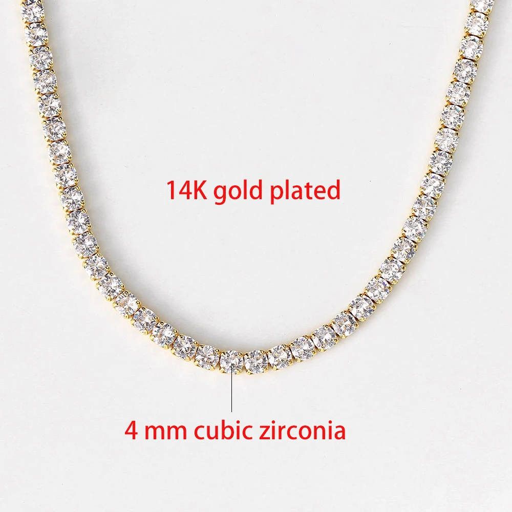 Tennis Choker Halsketten Frauen HipHop Iced Out AAA + Zirkonia Gold Farbe Kristall Kette Weiblichen Schmuck auf Den Hals OHN099