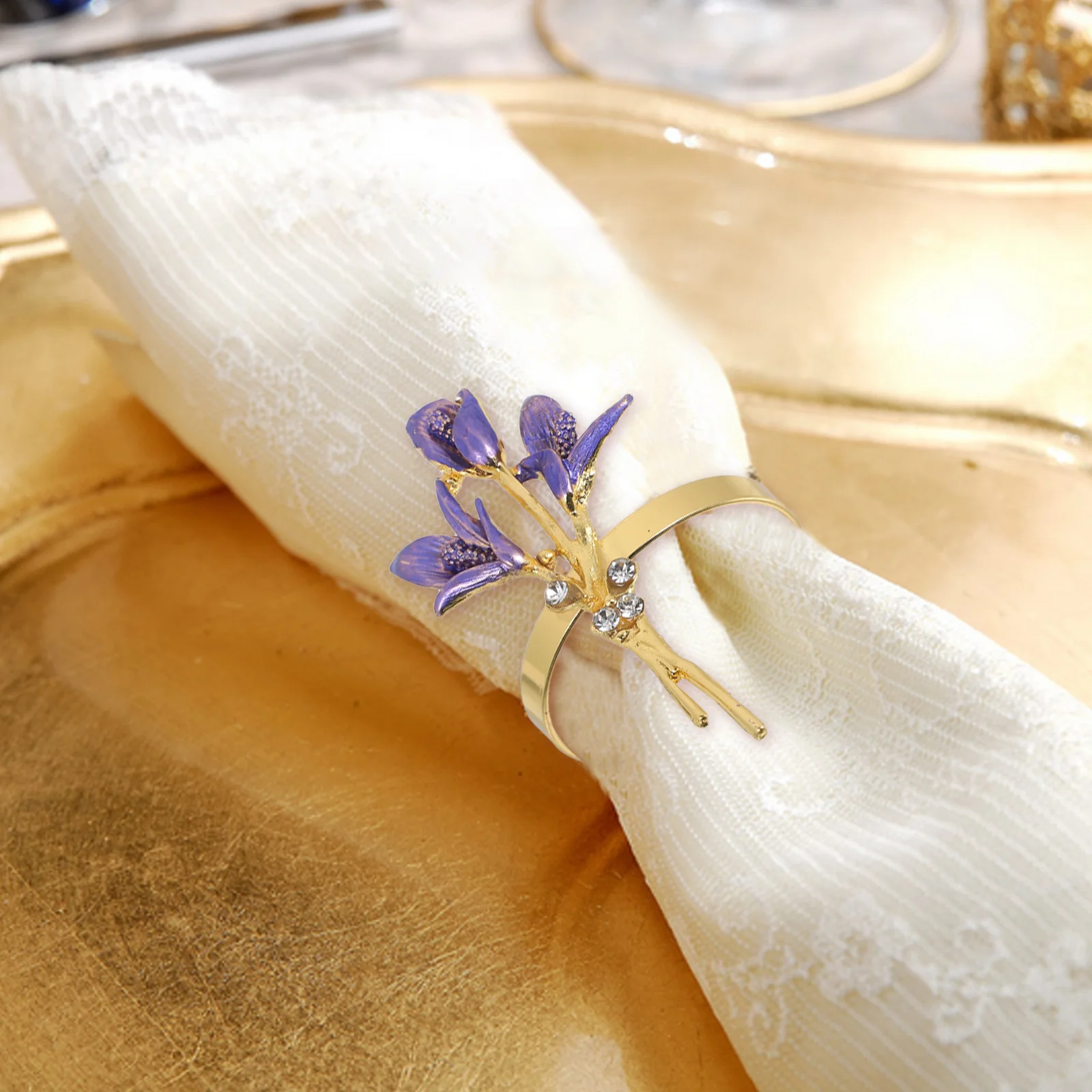 

Metallic Napkin Buckle Decor Flower Holder Rings The Flowers Golden Floral Buckles