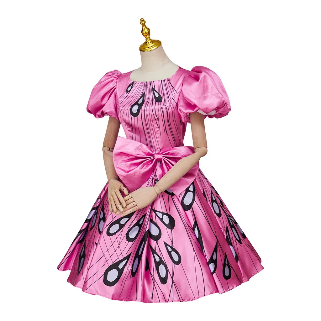 Anime Cosplay Peacock Dress Women Girls Sweet Elegant Pink Printed Princess Gown Halloween Carnival Party Christmas Dress