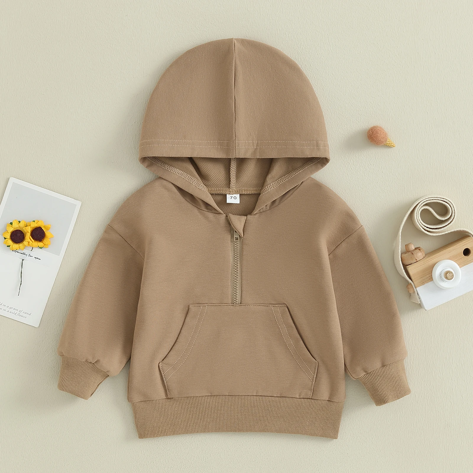 Fashion Fall New Kids Baby Hoodies Sweatshirt Solid Color Long Sleeve Coats Pullovers Zip Up Pocket Tops Clothes for Toddler