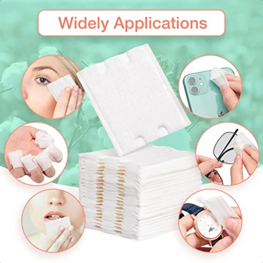 444PCS Square Cotton Pads for Face Ultra Soft LintFree Textured Facial Eye Makeup Remover Pads Face Pads Cleansing Cotton Squar