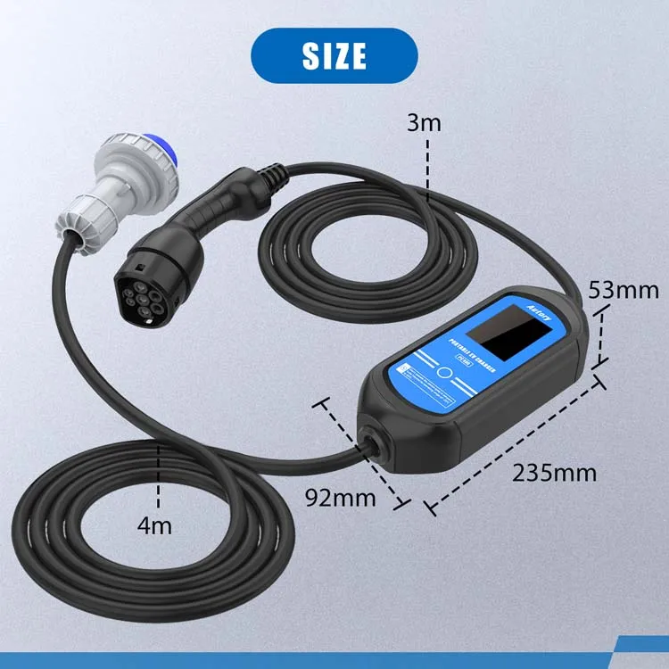 2023 New Arrival Waterproof IP65 Type-2 32A 3 Phase 220V Electric Car Portable Charging Stations Ev Charger 7Kw