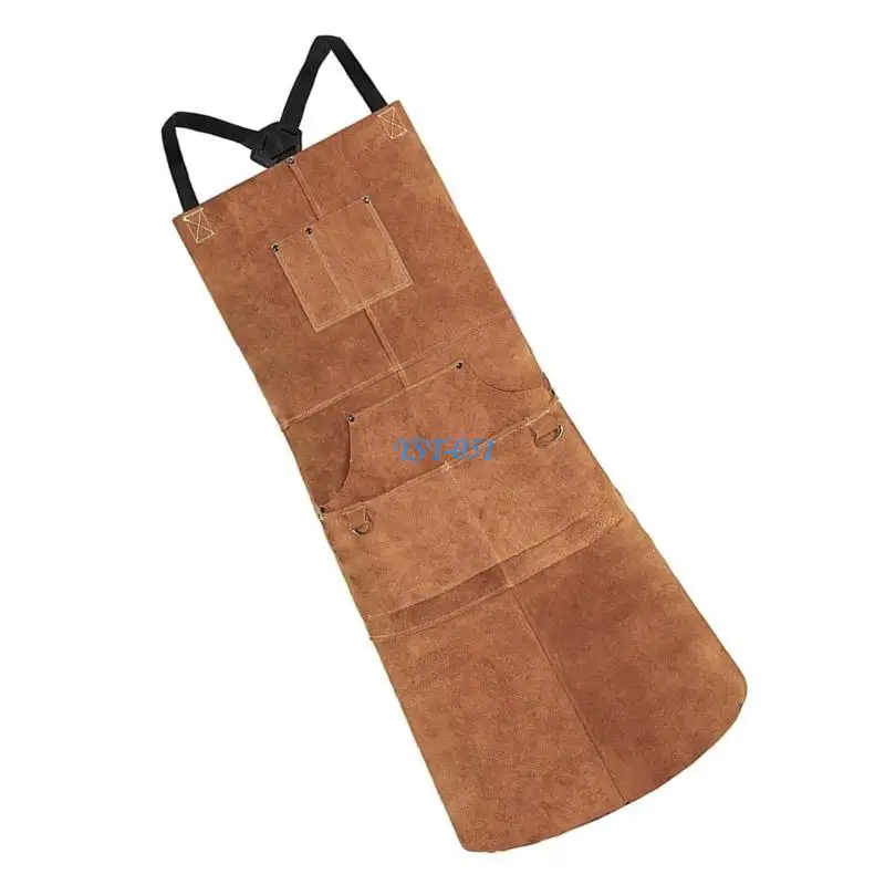 E15A Celemek pengelasan tebal tahan lama dengan 6 kantong untuk menawarkan daya tahan yang unggul