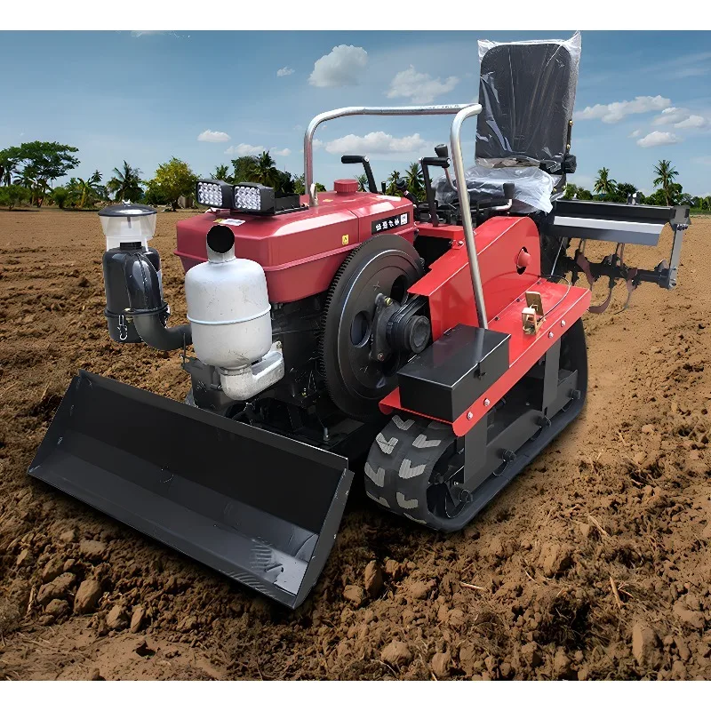 รถไถเดินตามขนาดเล็ก สี่ล้อ พร้อมผานไถพรวนดิน ขุดร่อง และพรวนดินละเอียด