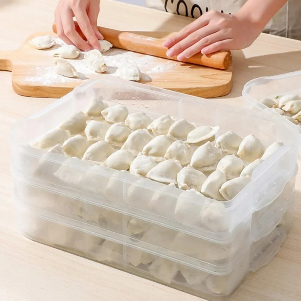 Multi-layer Safe Leak Proof Food Dumpling Rice Crisper Storage Box Fruit Egg Refrigerator Organizer Kitchen Accessories