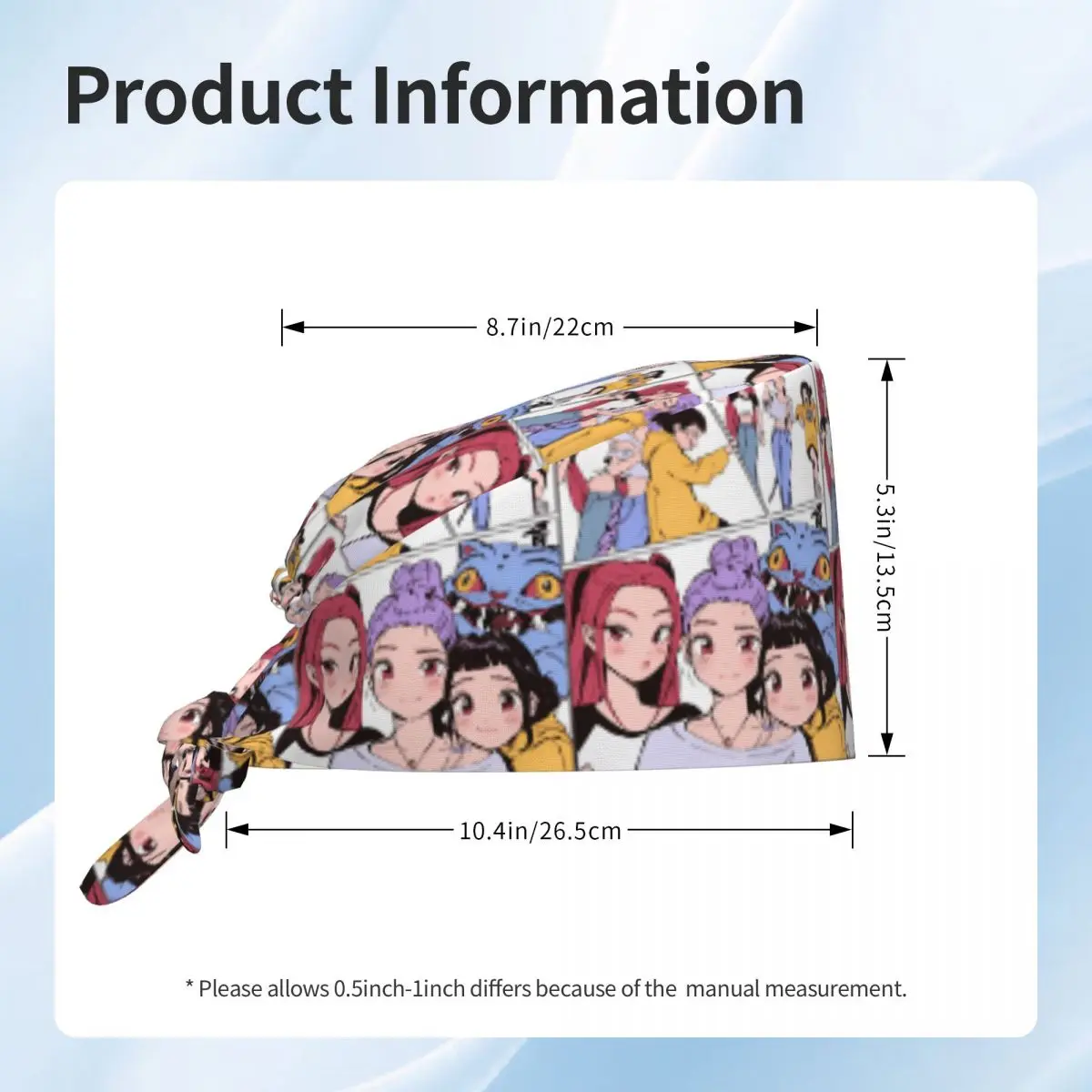 Chapéu médico kpop demon hunter trabalho esfrega boné para unisex macio e confortável meme enfermeira chapéus popular gravata volta design bonés de trabalho