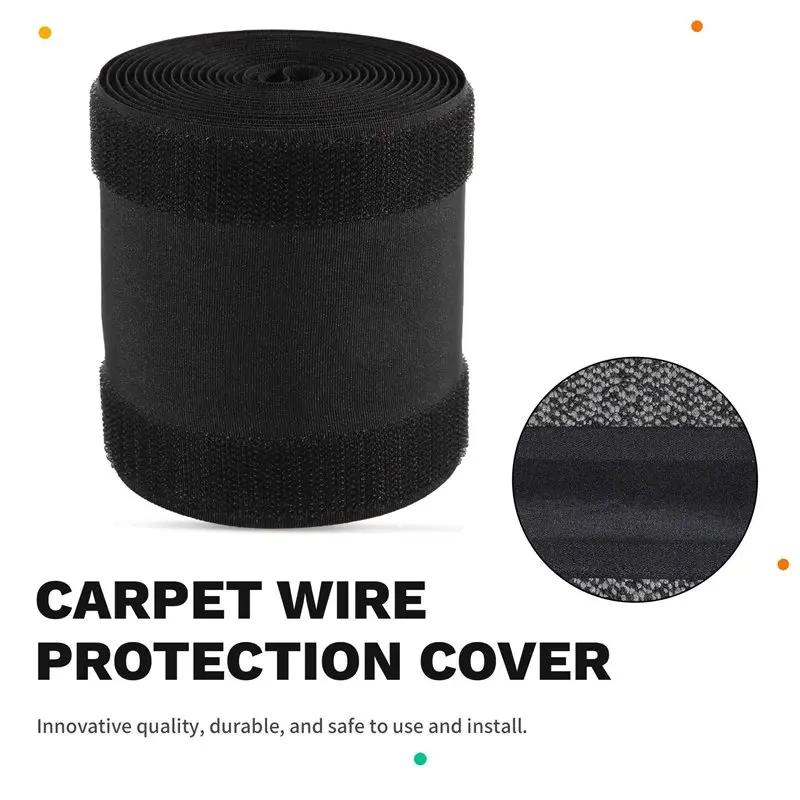 DT39 Floor Cable Cover 3X, Cord Protector Cable Management Strip for Carpet, 10 Feet Black Nylon Grip for Office