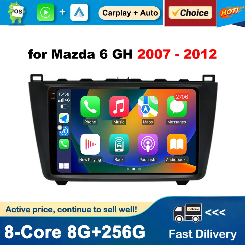 

9 inch Android Intelligent System Car Multimedia Radio Player for Mazda 6 GH 2007 - 2012 GPS Navigation Auto Tools 4G Bluetooth