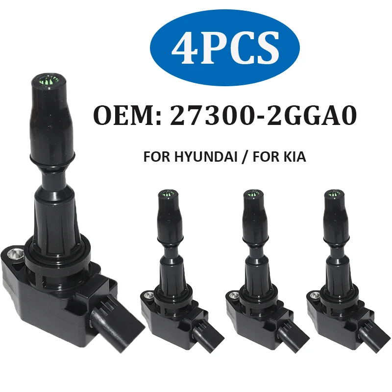 

4Pcs Ignition Coils UF764 For Kia Stinger Sorento Sportage Optima 2.0 2.4 2015- Hyundai i30 Tucson Santa Fe G70 G90 27300-2GGA0