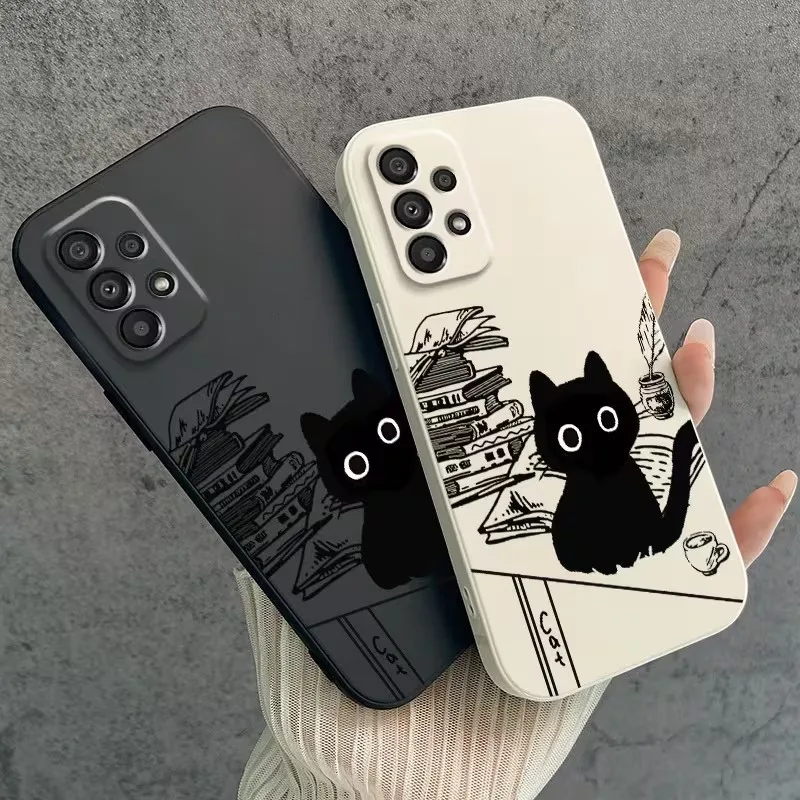 Cute Reading Black Cat Pattern Phone Case For Samsung Galaxy S26 S25 S24 S23 S22 S21 S20 S10 Note20 Ultra 10 Plus Edge TPU Cover - view 3
