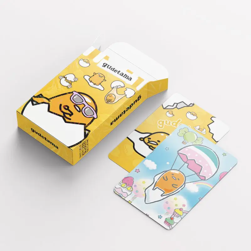 Pegatinas de cartas pequeñas Sanrio Gudetama, serie de dibujos animados de gran aventura, doble cara, regalos para niñas, 92 piezas