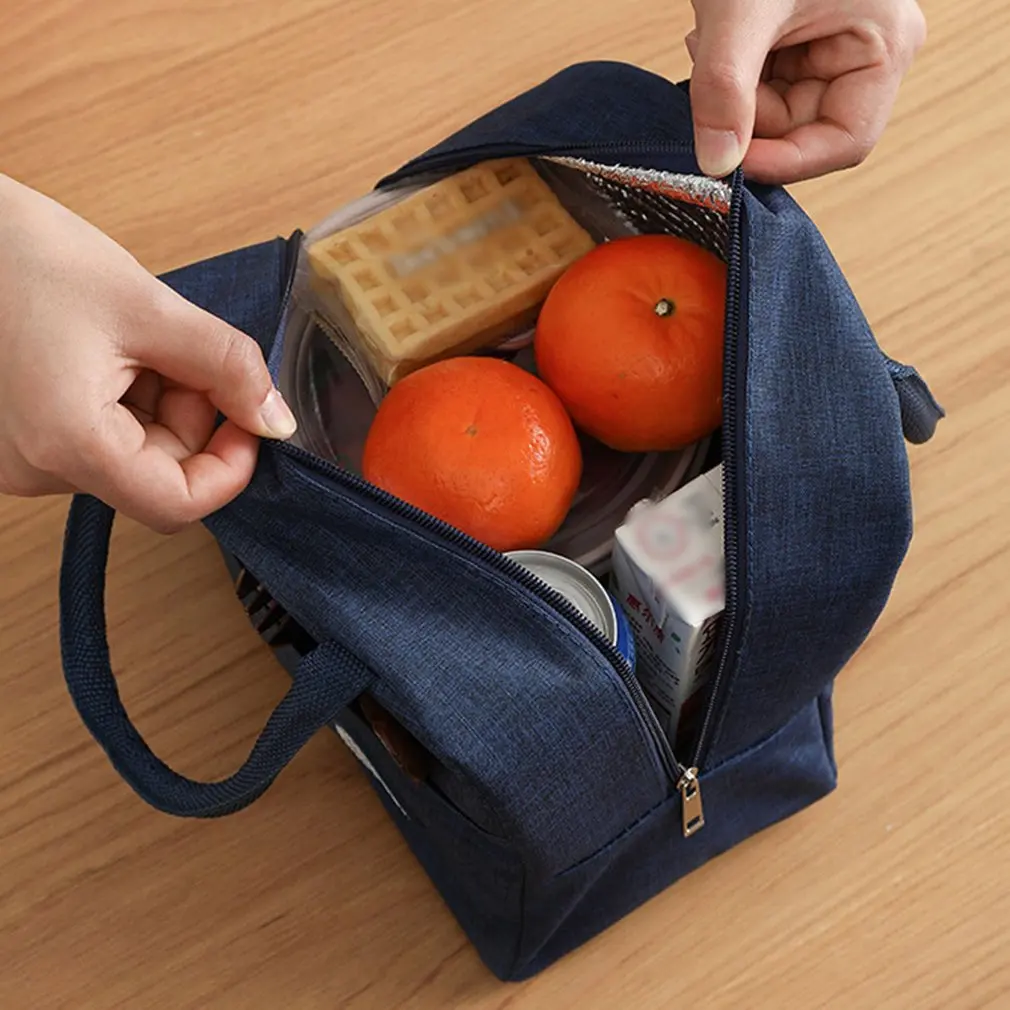 1PCs Fresh Cooler Bags Waterproof Nylon Portable Zipper Thermal Oxford Lunch Bags For Women Convenient Lunch Box Tote Food Bags