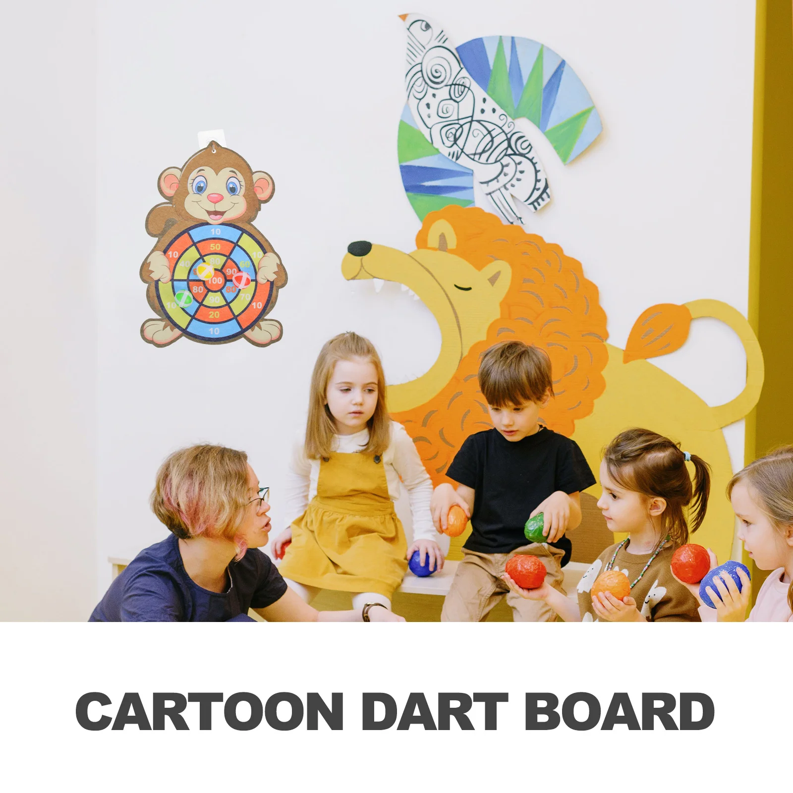 

1Set Sticky Ball Board Dart Game Cartoon Party Kids Interactive Gift Indoor Skill Coordination Sticky Ball Game