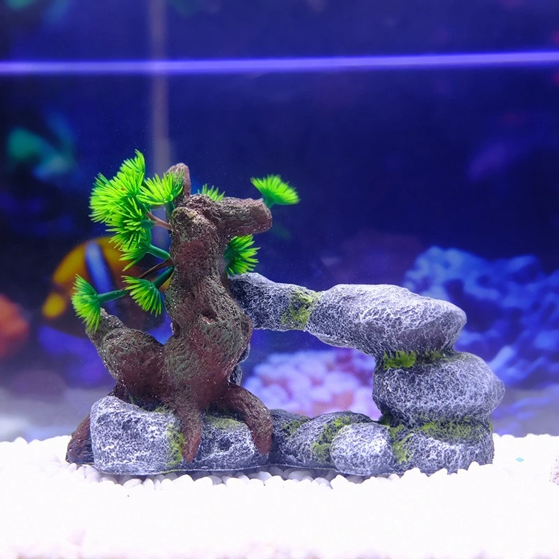 

Stacked Stones and Tree Ornaments Fish Tank Landscape Aquarium Decor Fish and Shrimp Hiding Place Micro Landscape Fairy Garden