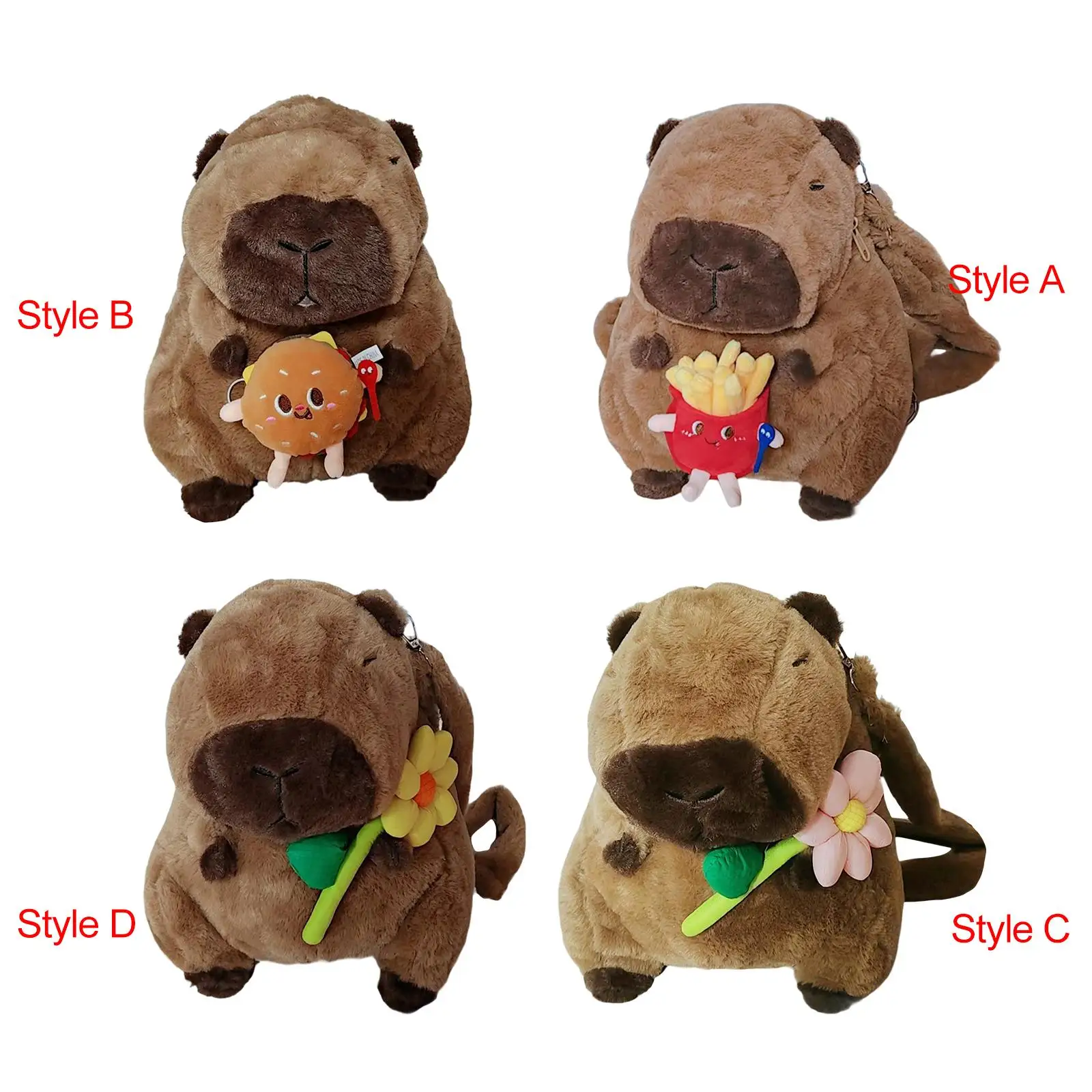 Plush Capybara Backpack Stylish Adjustable Shoulder Strap Travel Backpack Daypack for Birthday Gift Travel Outdoor Party Student