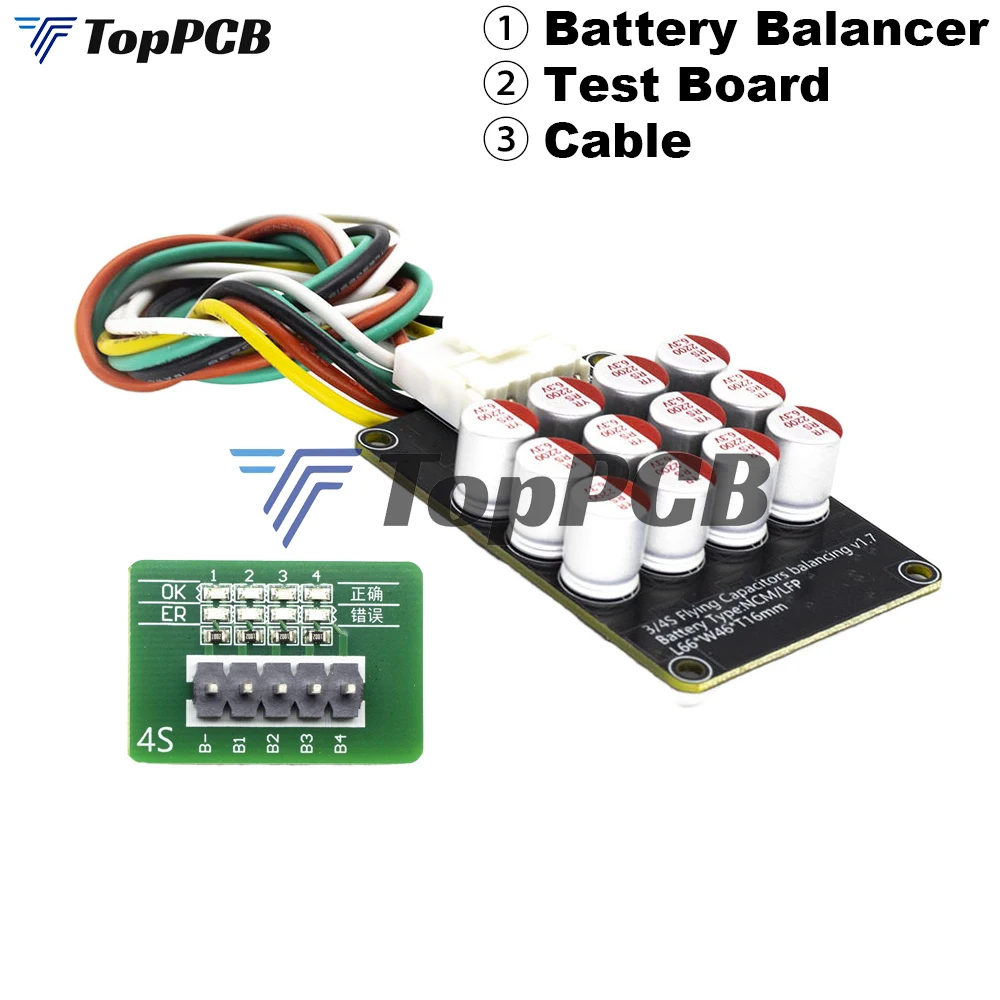 5.5A BMS 4S Active Balancer Equalizer Board Li-ion Lifepo4 18650 Battery Power Transfer Balance Capacitor with Acrylic Case