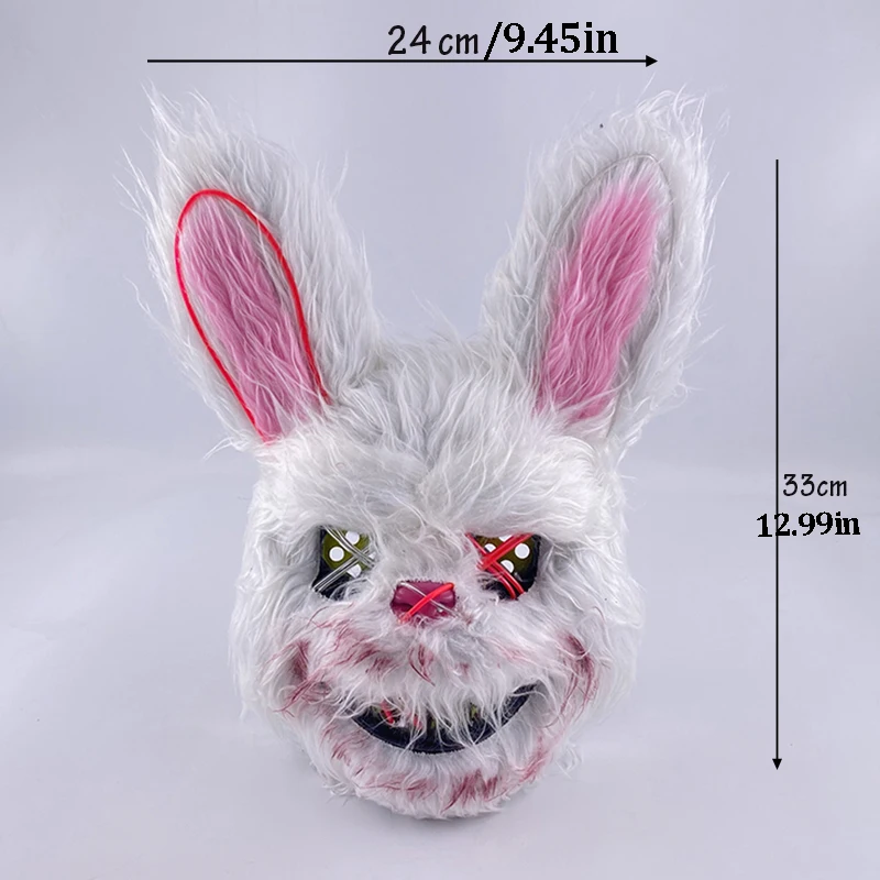 LED Blutige Kaninchenmaske Horror Tanz Maskerade Cosplay Dekoration Coole leuchtende Killer Kaninchenmaske Gruselige blutige Bärenmaske für Männer