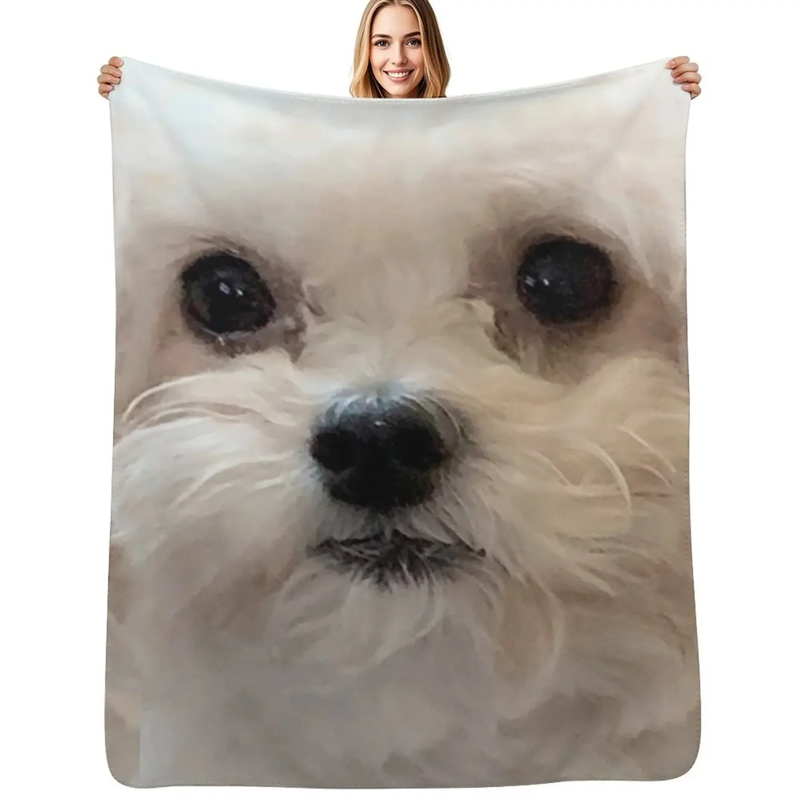 

Maltipoo sweetheart with long silky white hair. Throw Blanket Baby wednesday Furry Blanket
