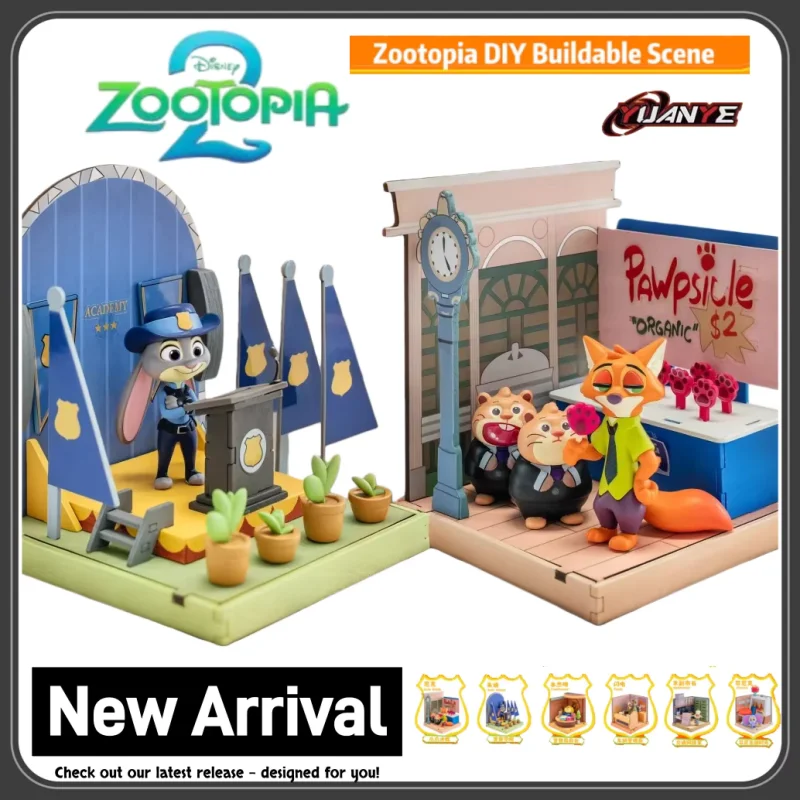 الأصلي Yuanye Fondjoy ديزني Zootopia لتقوم بها بنفسك البناء المشهد صندوق أعمى الجمعية لعبة مجسمة تحصيل الكرتون صندوق غامض ديكور