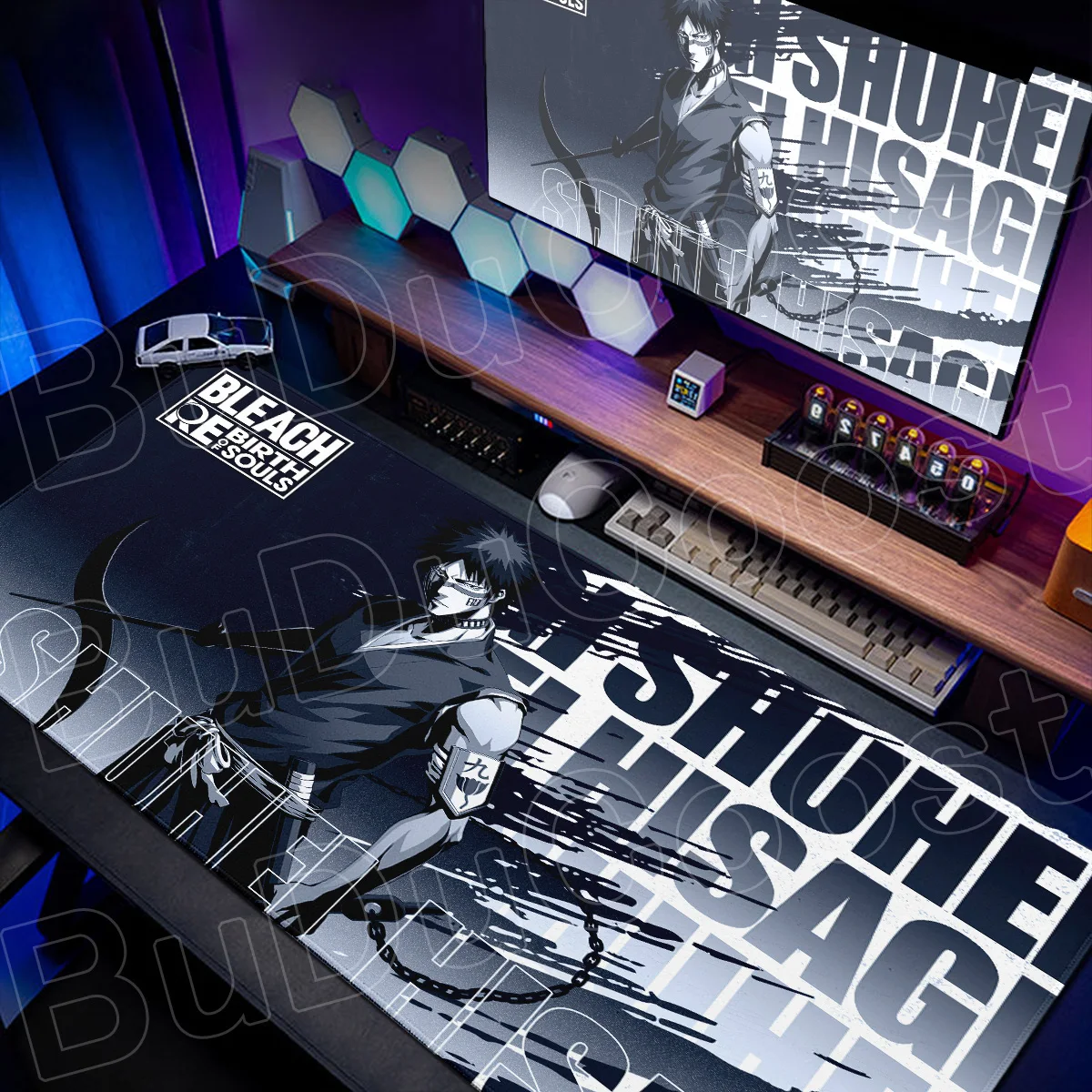 900x400mm Computer Stitch Edge Keyboard Hisagi Shuhei Gamer Extend Desk Mat Large Gaming Anime BLEACH Non-slip Rubber Mouse Pads