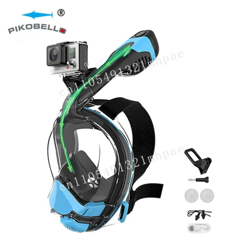 

Electric Assist Breathing System 180 Panoramic Free Breath Snorkel Full Face Diving Mask For Adult Snorkeling Gear Custom