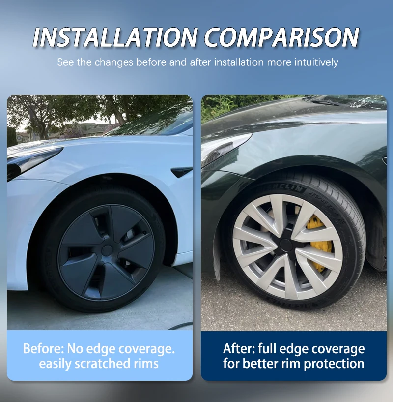 4PCS HubCap 18 Inch Performance Wheel Caps Automobile Replacement Hub Cap Full Rim Cover Accessories for Tesla Model 3 2018-2023