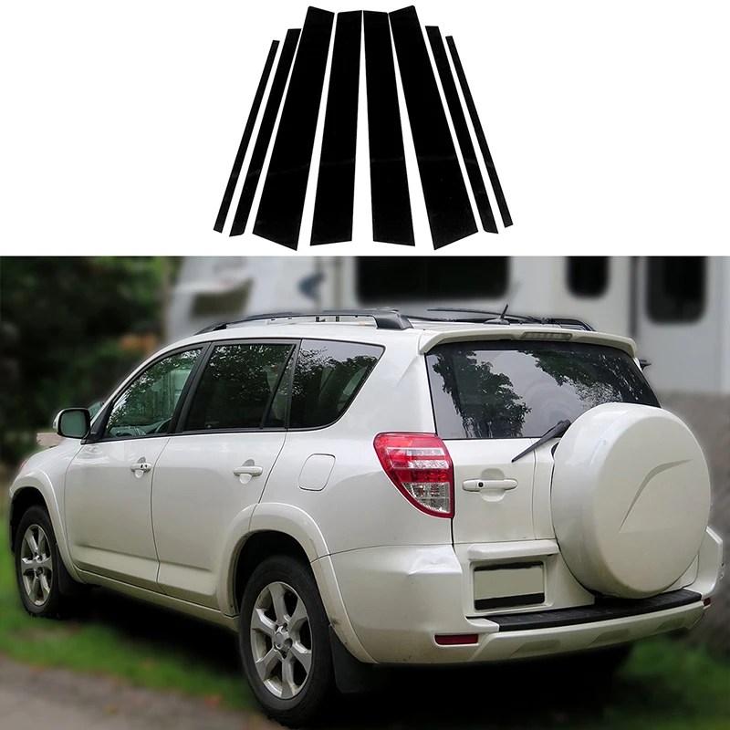 Car Pillar Posts Door Window Decoration Stickers Trims Cover for Toyota RAV4 XA30 2006-2012 Vanguard 2006-2016 Auto Styling