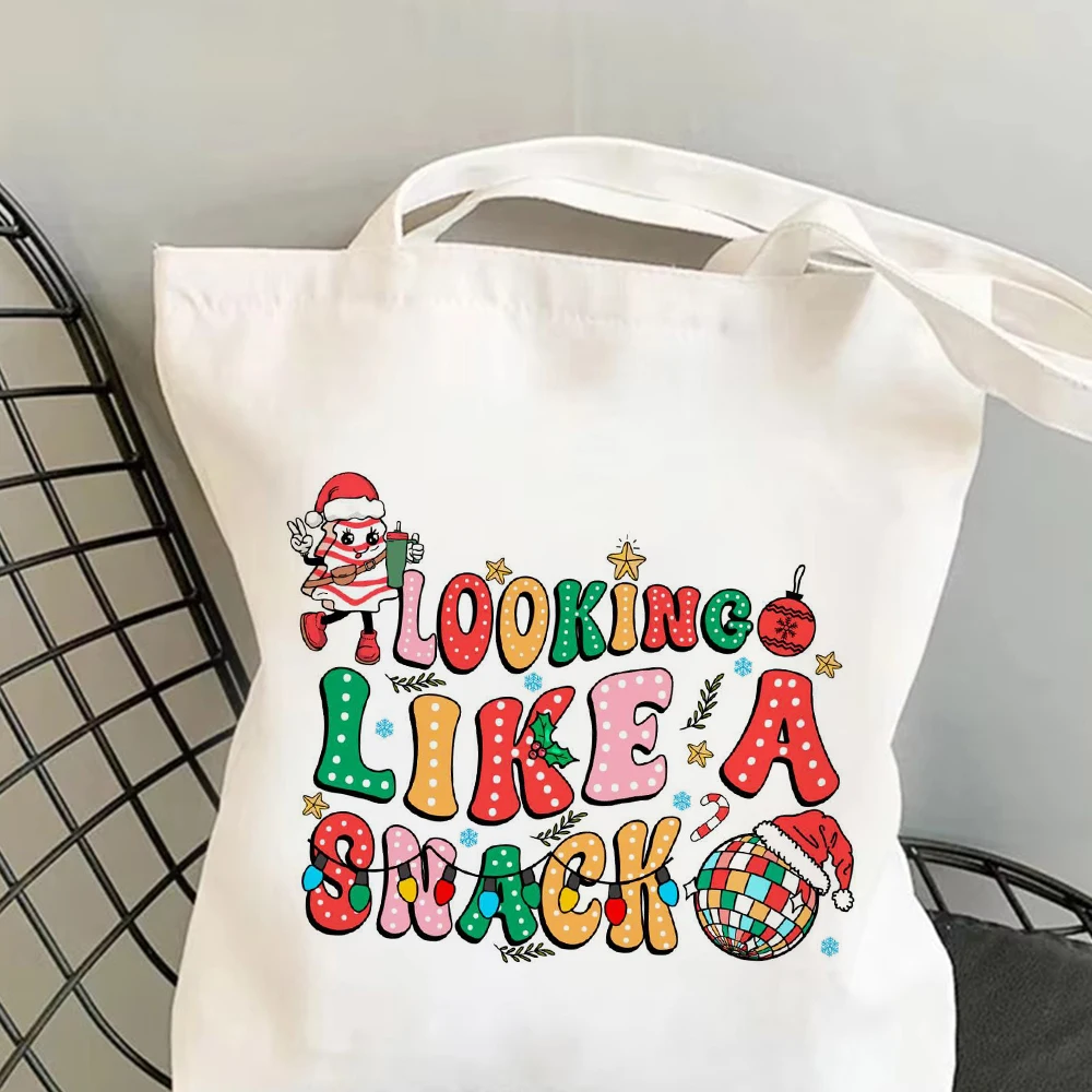 

Looking Like A Snack Christmas Tote Bag Large Capacity Shopping Bags Shoulder Handbag Eco Girl Handbags