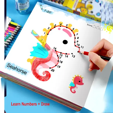 Line drawing, children's doodle books, learning numbers, early education to improve grades, fun drawing games, holiday gifts