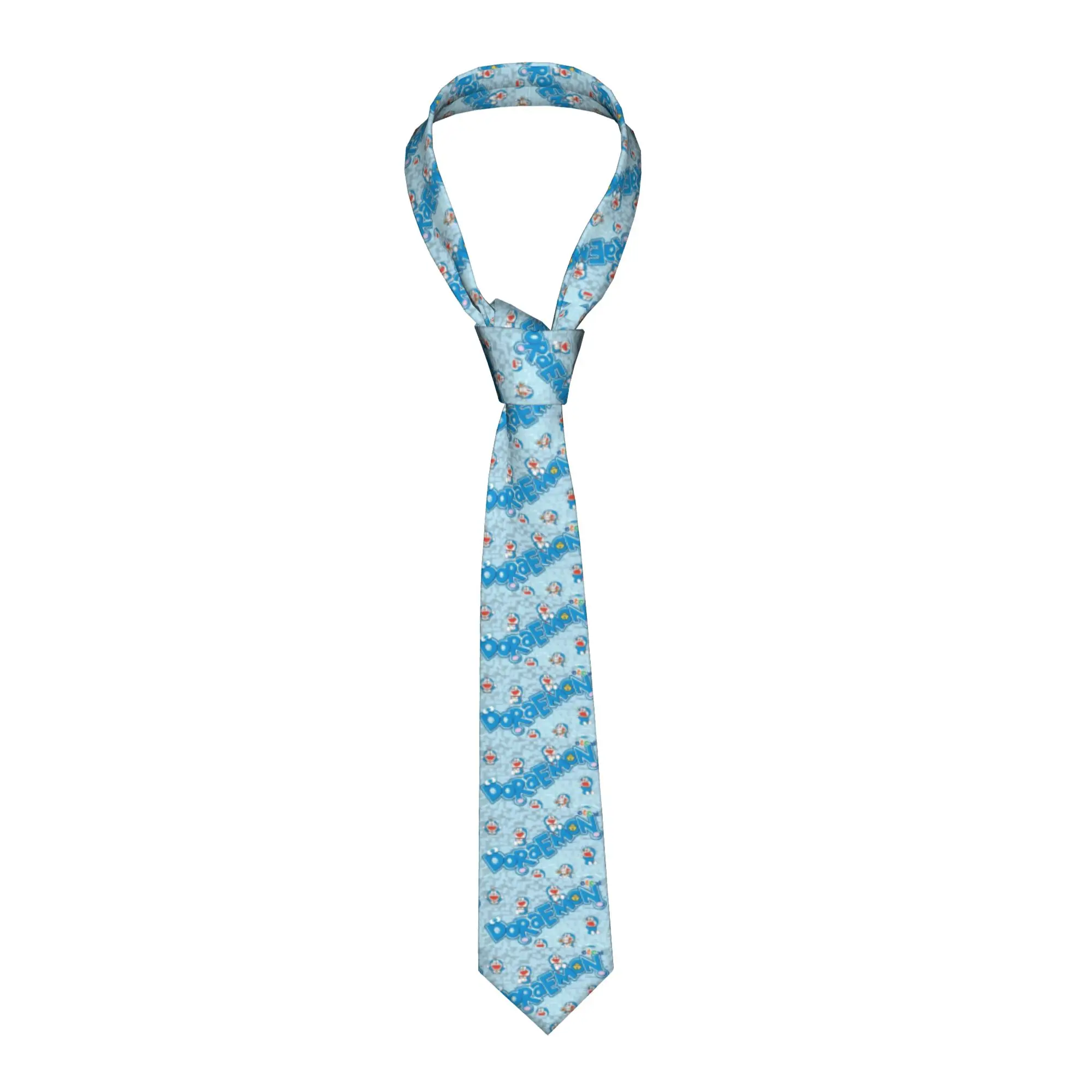 Blue Doraemon Cartoon Neckties Unisex Silk 8 cm Wide Neck Tie Anime Cute for Mens Suits Accessories Gravatas Wedding Office