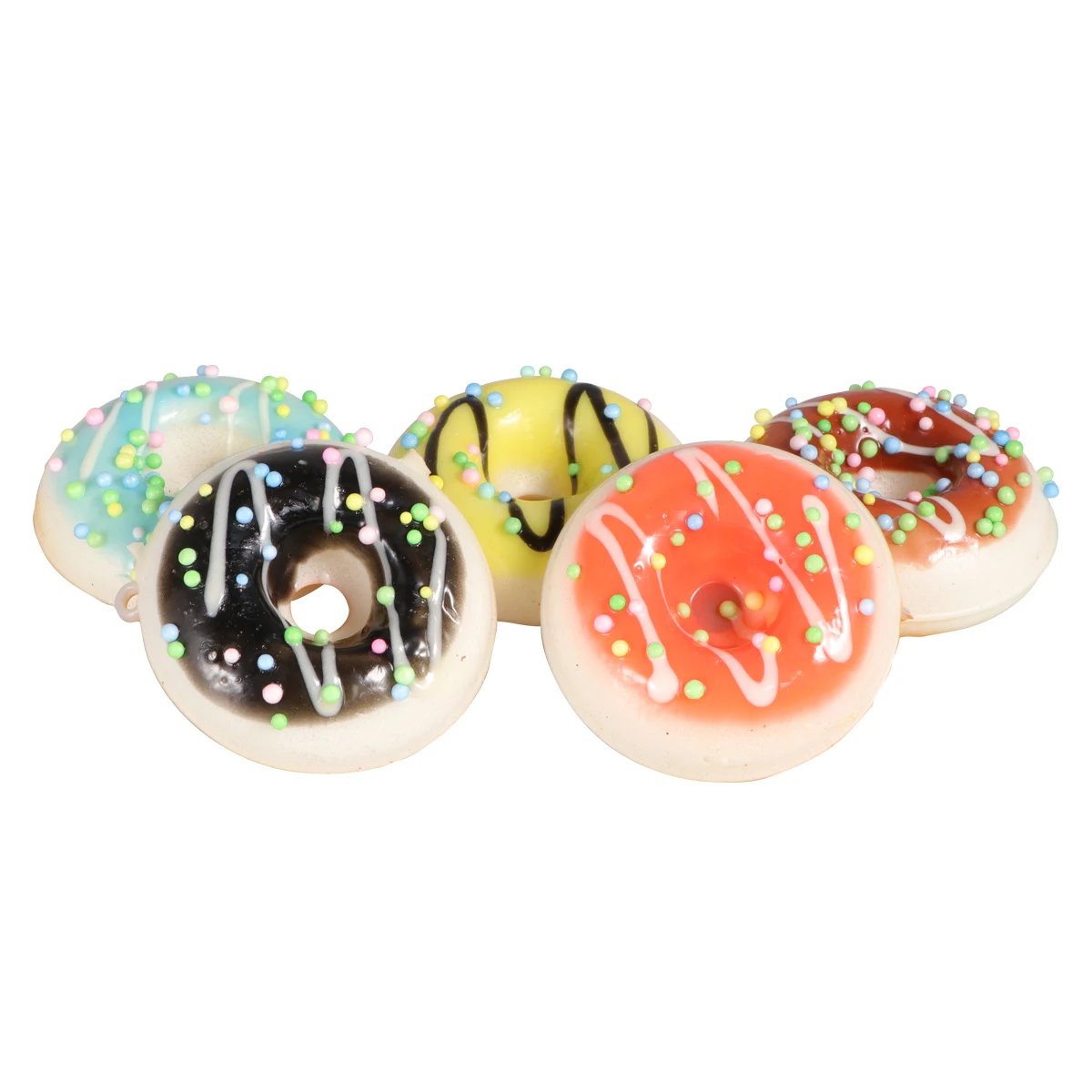 

5 Pcs Simulated Donut Keychain Durable PU Creative Hanging Colorful Decoration Lightweight Jewelry Accessories