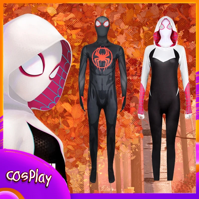 Disfraz de superhéroe de Spider Man para niños y adultos, mono de Anime, el verso de araña, Gwen Stacy, accesorios de Halloween, regalos de x-mas