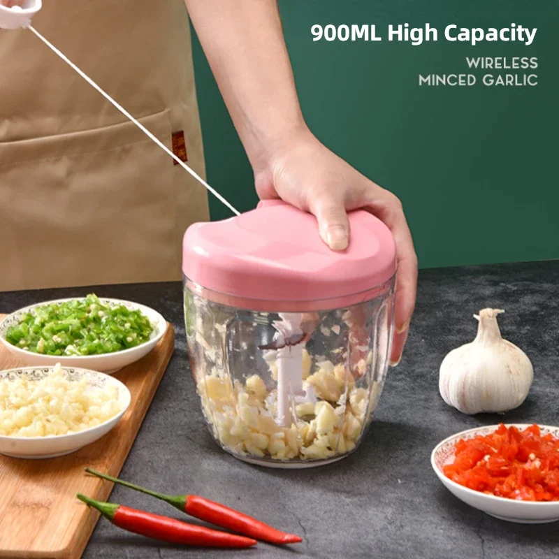 Crusher Vegetable Onion Cutter Kitchen Cooking Accessories 500/900ML Manual Meat Mincer Garlic Chopper Rotate GarlicPress