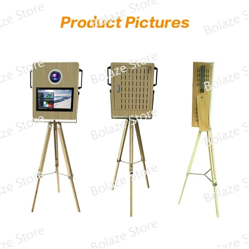 Wooden Selfie Photo Booth Machine dslr Vintage Photo Booth with Printer With Printer And Camera For Party