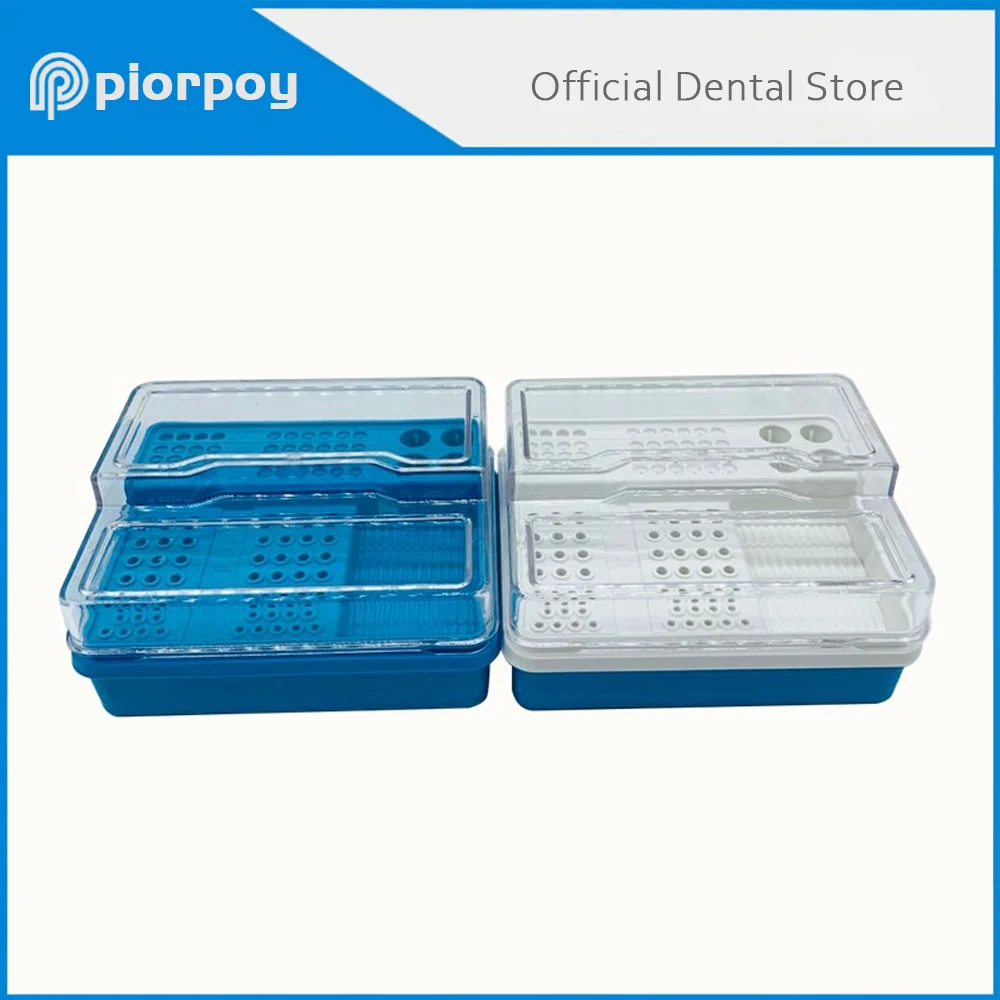 PIORPOY Dental Endo Bur Holder 96 Holes High and Low Speed Bur Disinfection Box Dentistry Tools Sterilizer Case Odontologia