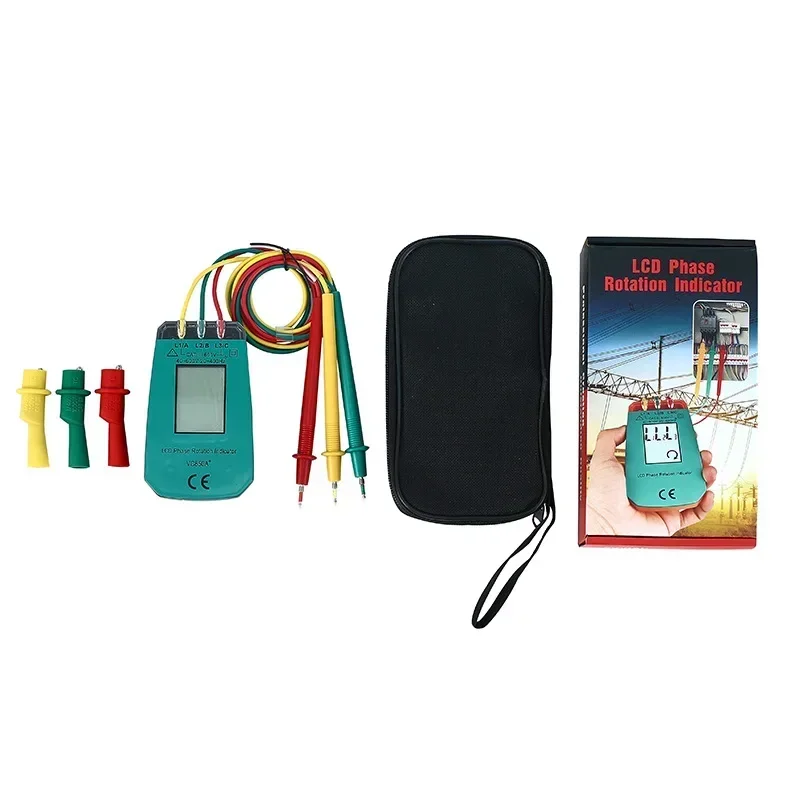 3 Phase Tester Digital Phase Indicator Detector LED Phase Sequence Meter Voltage Tester 40V~600V AC